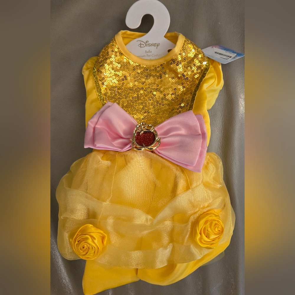 Gold Sequin and Yellow Dress with Pink Bow